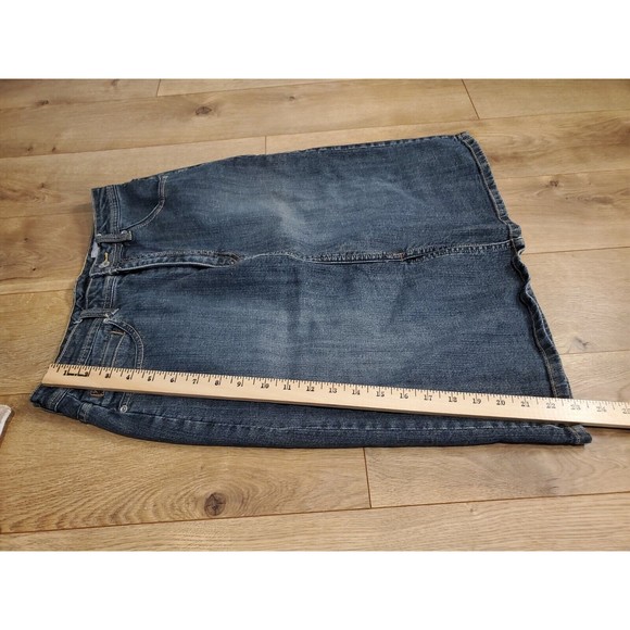 CHICO'S PLATINUM SIZE 1 BLUE DENIM STRAIGHT SKIRT KNEE LENGTH - Picture 4 of 5